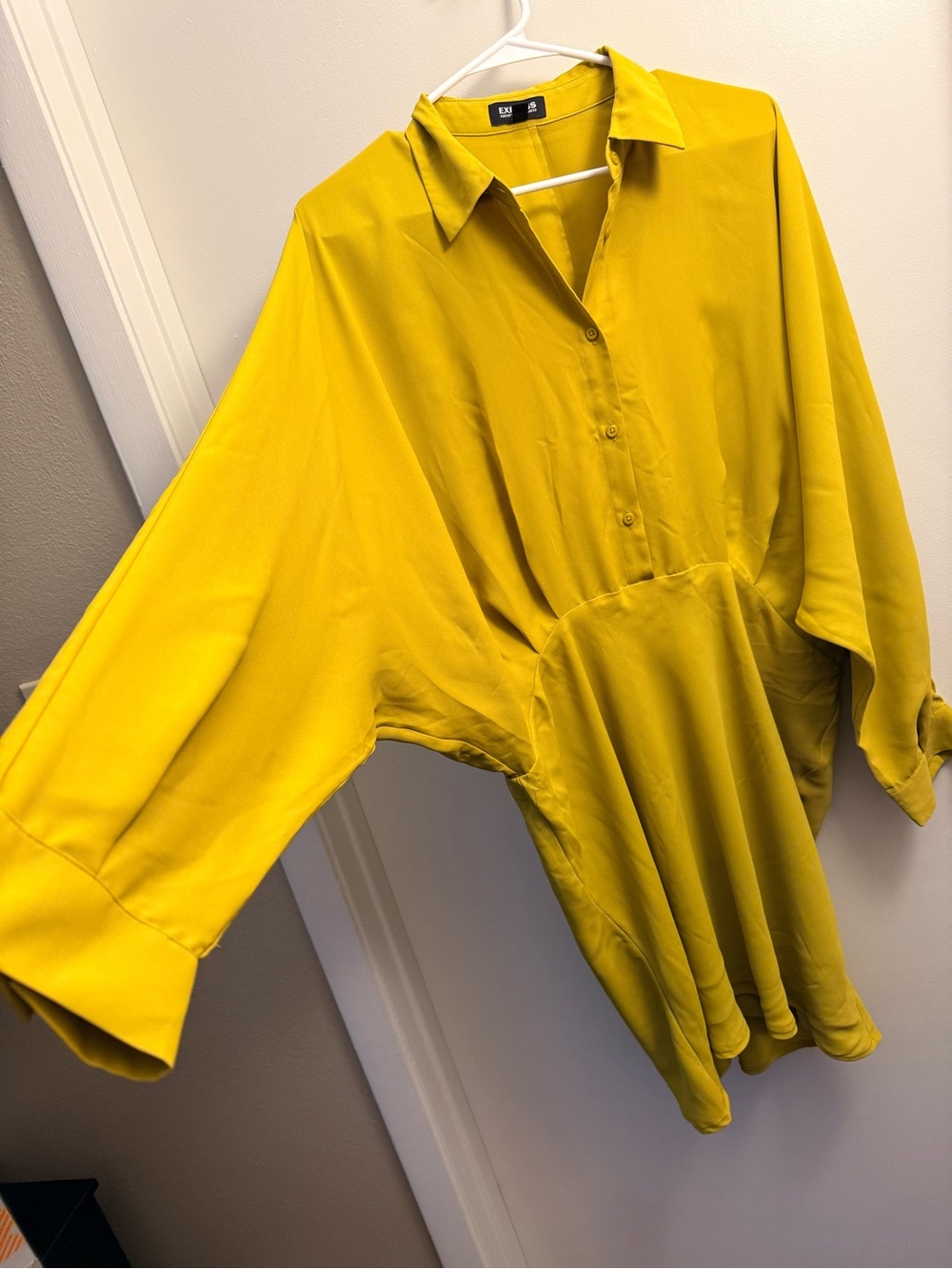 Express Mustard Yellow Button-Front Dolman Tunic